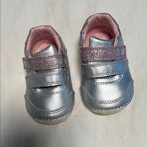 Stride Rite Jazzy Baby Silver & Pink Glitter Strap Sneaker